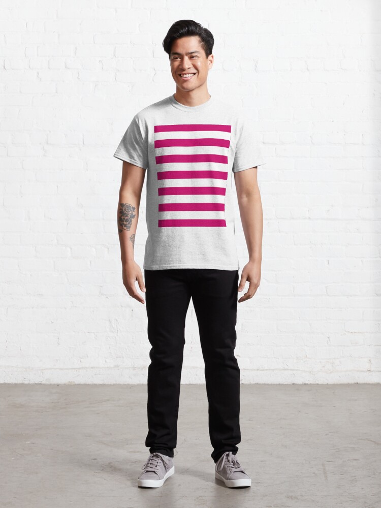 Alternate view of Dark Pink and White Stripes Classic T-Shirt