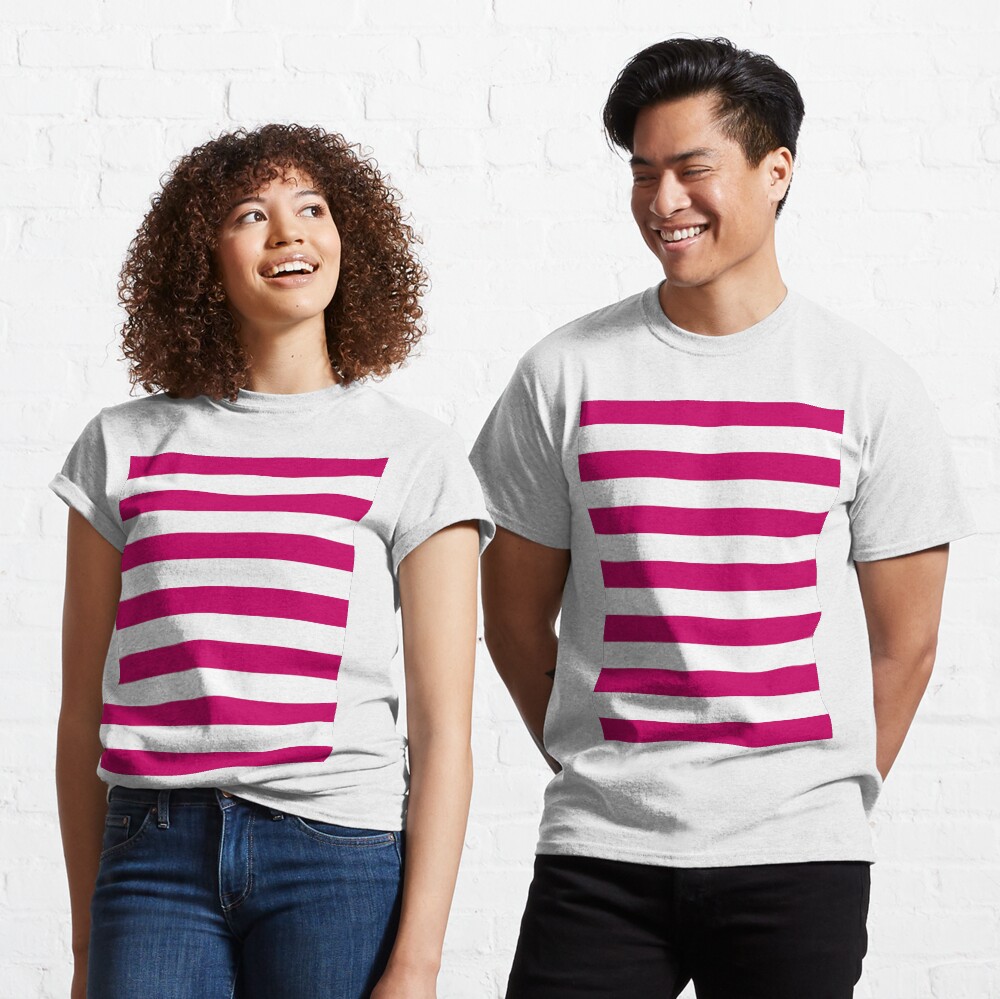 Dark Pink and White Stripes Classic T-Shirt