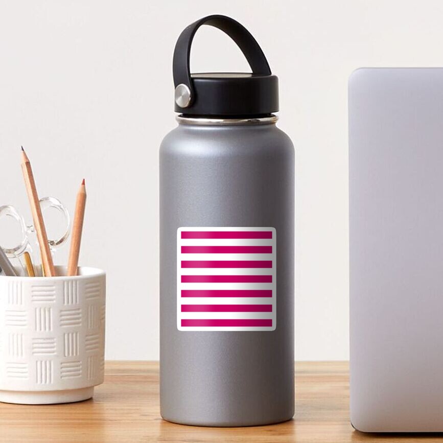Dark Pink and White Stripes Sticker