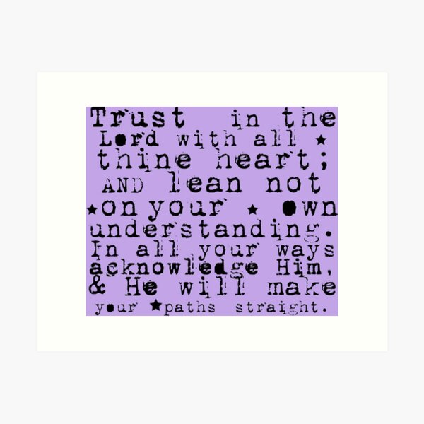Trust in the Lord Scripture Typewriter Text Purple Art Print
