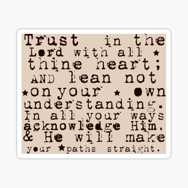 Trust i n the Lord Scripture Typewriter Text Cream Sticker