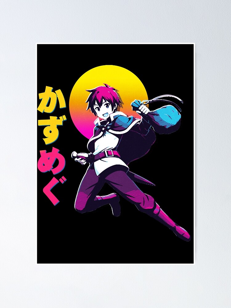 Kazuma Satou Konosuba Anime Vaporwave Grey Poster for Sale by JolantaLemke