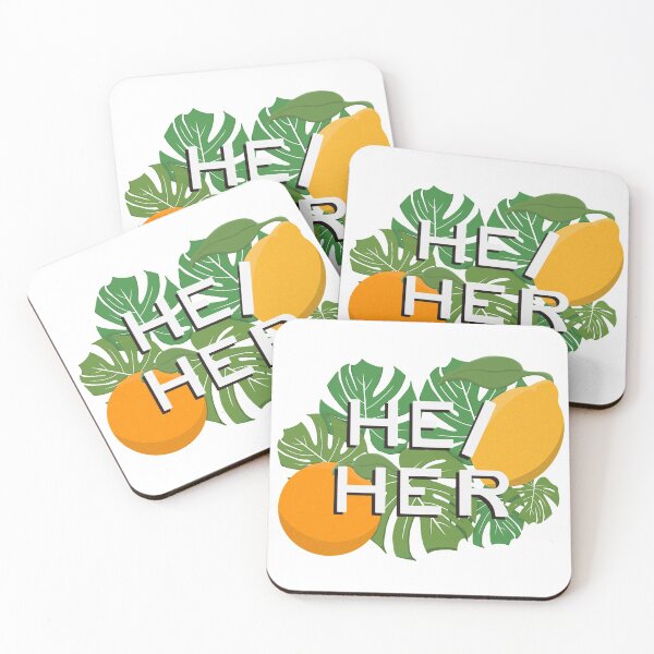 Item preview, He/ Her Pronouns Citrus Pride designed and sold by NewtandThistle.