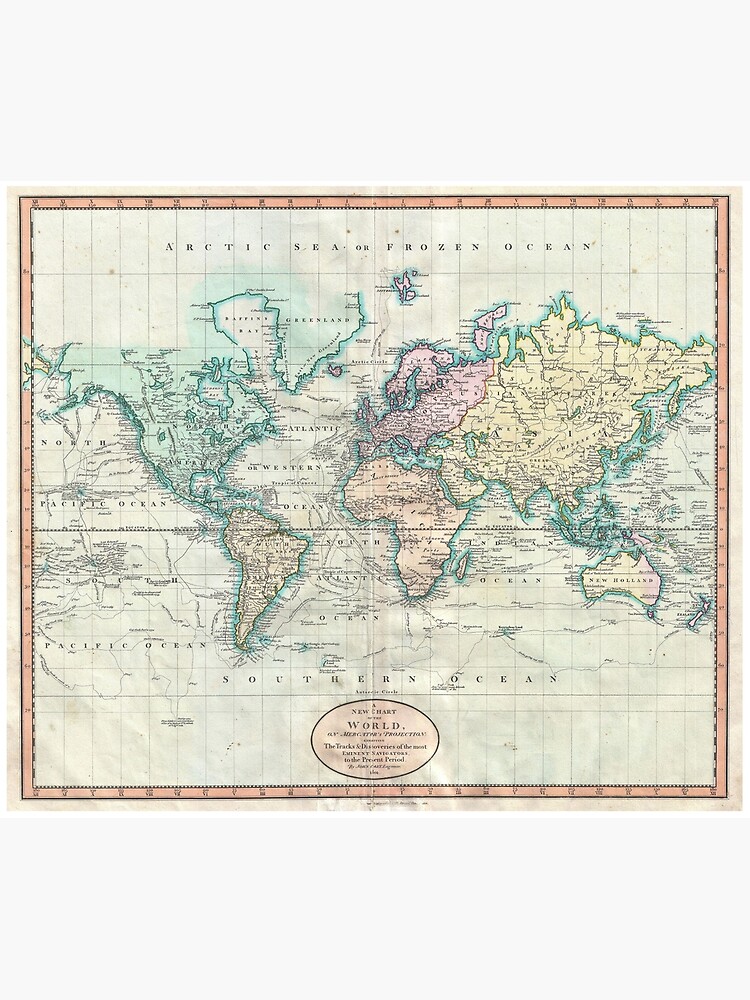 Thumbnail 3 of 3, Tapestry, Vintage Map of The World (1801) designed and sold by BravuraMedia.