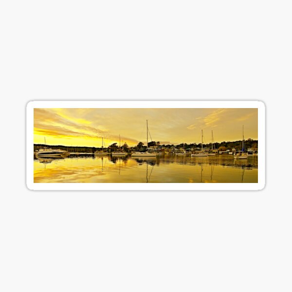 Golden Ocean Sunrise with Water Reflections. Sticker