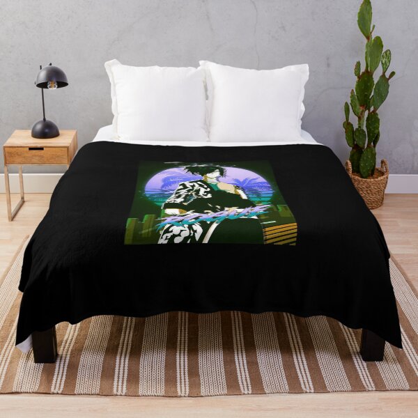 Rogue Fairy Tail Anime 80s Retrowave Throw Blanket