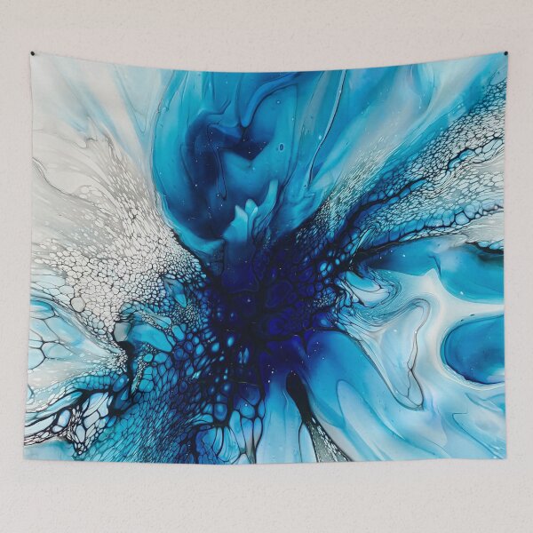 Item preview, Purple, Blue, Black and White Abstract Fluid Art Painting. Pour Art. designed and sold by CrystalCoast.
