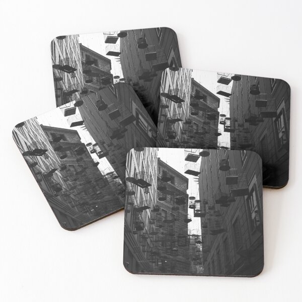 Item preview, Caged city, Monochrome alleyway designed and sold by Cryheart.