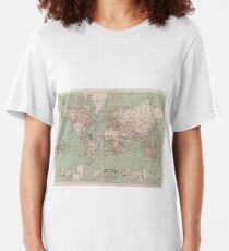 Vintage Map of The World (1918) Slim Fit T-Shirt