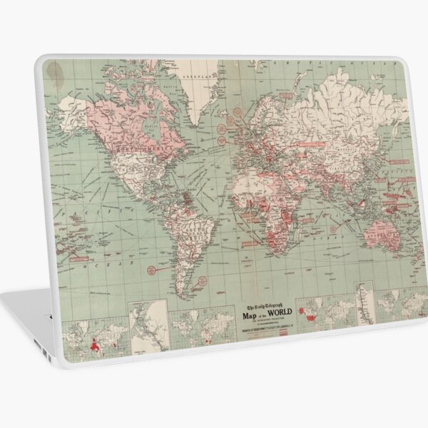 Vintage Map of The World (1918) Laptop Skin