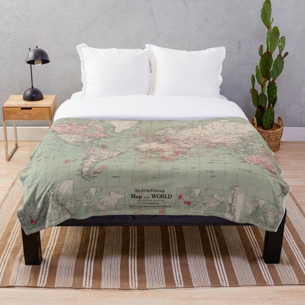 Vintage Map of The World (1918) Throw Blanket