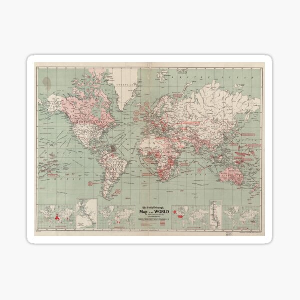 Vintage Map of The World (1918) Sticker