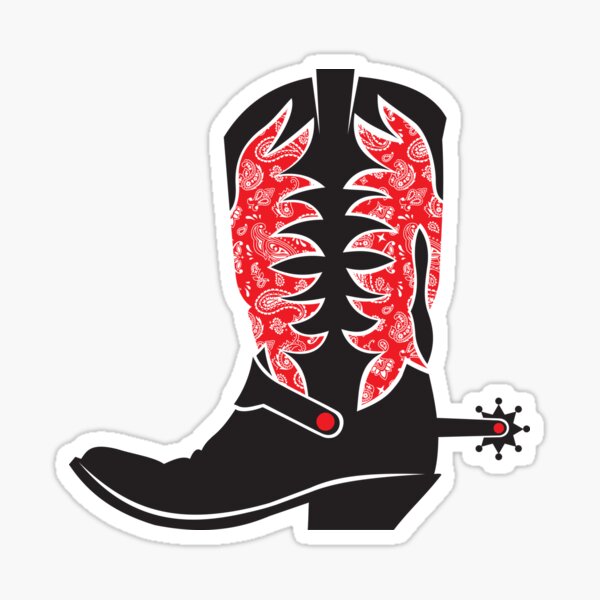 Cowboy Boot with Western Red Bandana Sticker