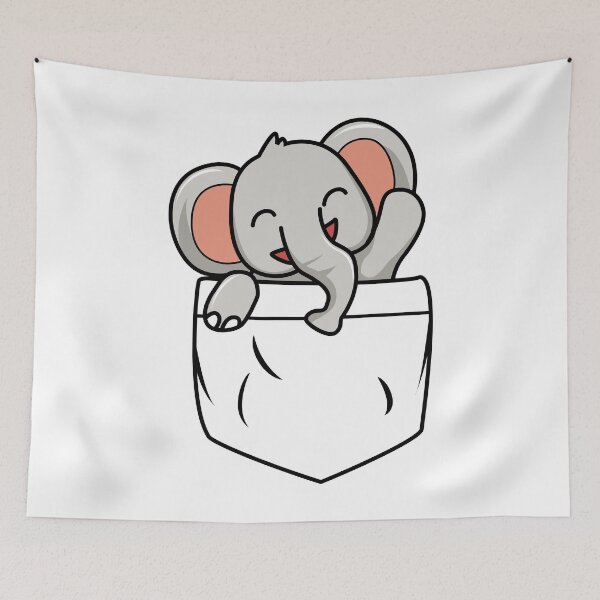 Item preview, Cute Cartoon Elephant In Pocket designed and sold by NoSpecialShop.