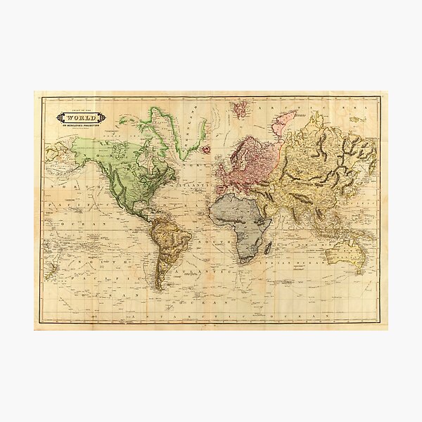 Item preview, Vintage Map of The World (1831)  designed and sold by BravuraMedia.