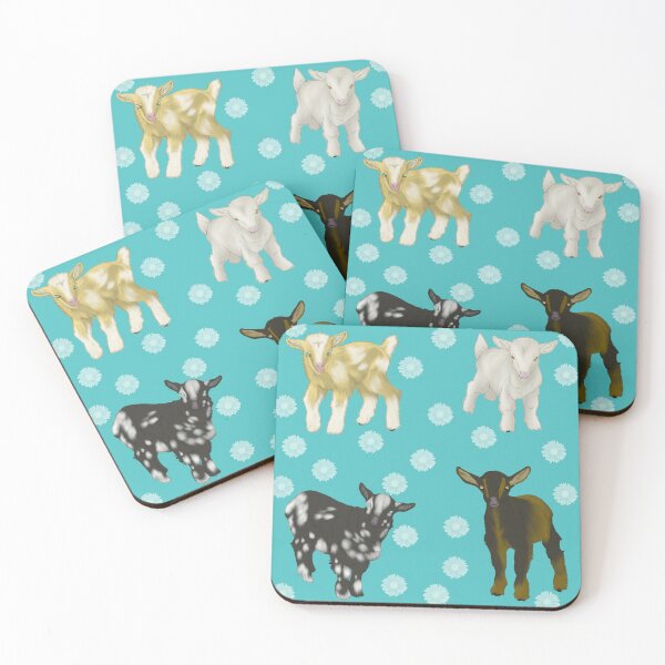 Item preview, Baby Goats Sunflowers Pattern Blue designed and sold by Ashley Gagnon.