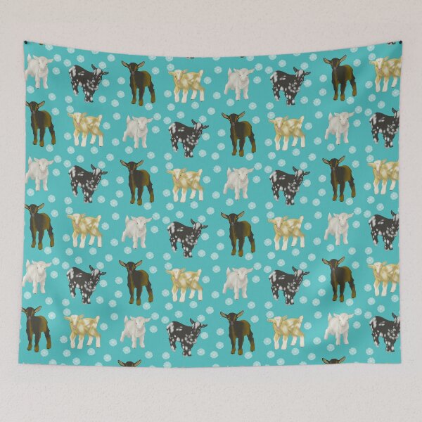 Item preview, Baby Goats Sunflowers Pattern Blue designed and sold by Ashley Gagnon.