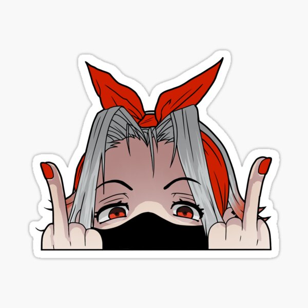 BLPEK113 Doris Vtuber Peeking anime sticker car Decal | animestickershop