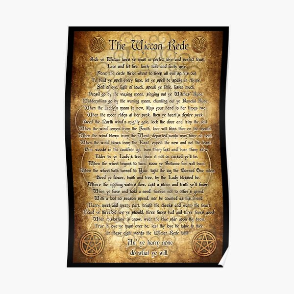 Wiccan Rede with Parchment Background Poster