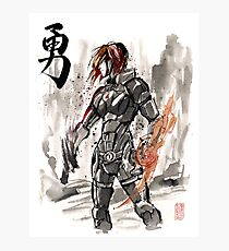 Female Shepard with Japanese Calligraphy Courage Photographic Print