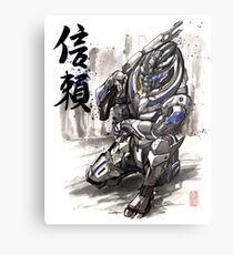 Mass Effect Garrus Sumie style with Japanese Calligraphy Metal Print
