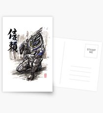 Mass Effect Garrus Sumie style with Japanese Calligraphy Postcards