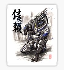 Mass Effect Garrus Sumie style with Japanese Calligraphy Sticker