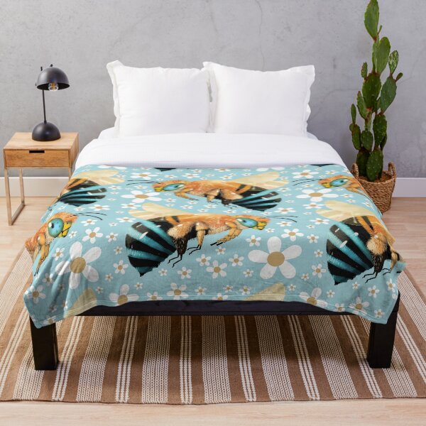Blue Banded Bee Throw Blanket