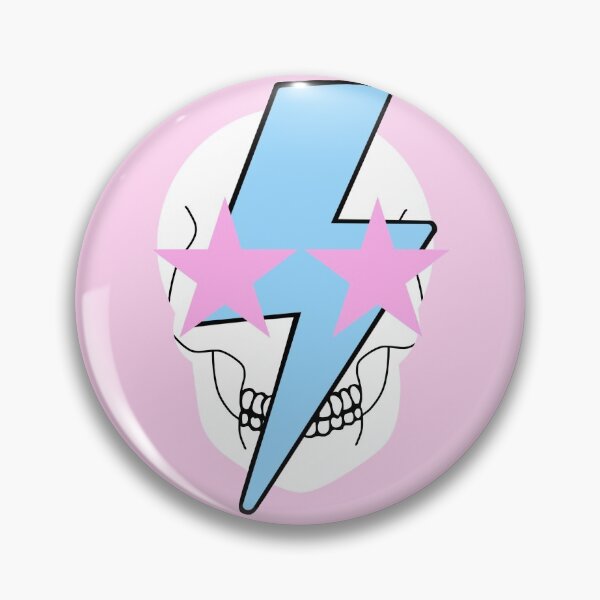Item preview, blue lightning bolt star eyed skull designed and sold by mollsdesignss.