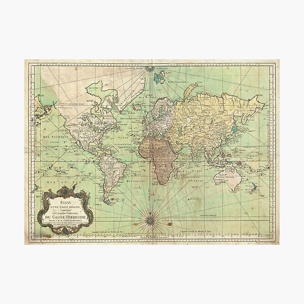 Item preview, Vintage Map of The World (1778) designed and sold by BravuraMedia.