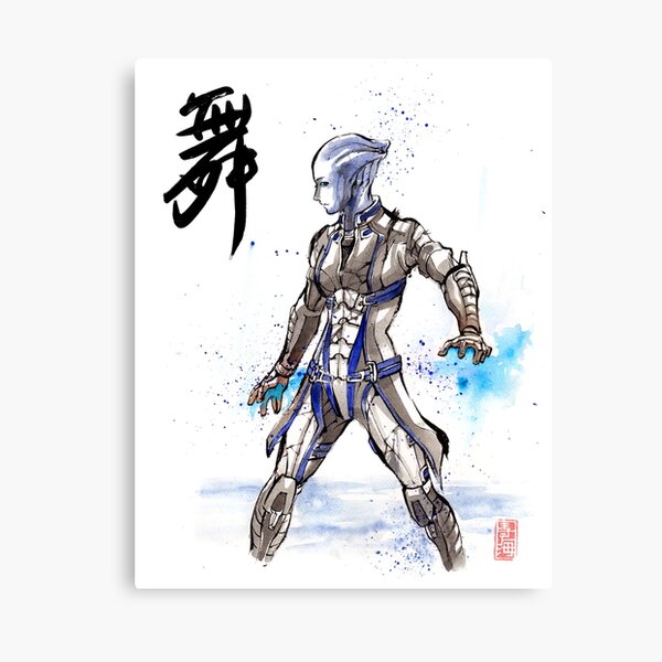 Mass Effect Liara Sumie style with Japanese Calligraphy Canvas Print
