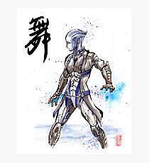 Mass Effect Liara Sumie style with Japanese Calligraphy Photographic Print