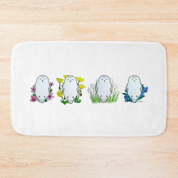 Item preview, Snowy Owls with Arctic Flowers - Cute Cartoon Owl Paintings - Ink and Watercolor designed and sold by linbirds.