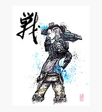 Jack from Mass Effect Sumie Style with calligraphy FIGHT Photographic Print
