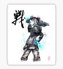Jack from Mass Effect Sumie Style with calligraphy FIGHT Sticker