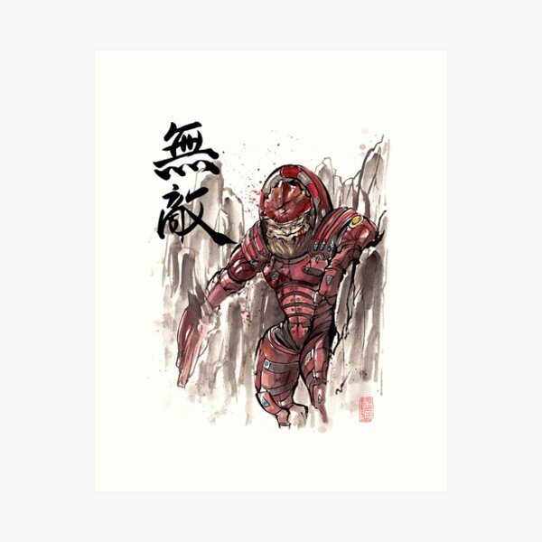 Aperçu de l'œuvre Style Mass Effect Urdnot Wrex Sumie créée et vendue par Mycks.