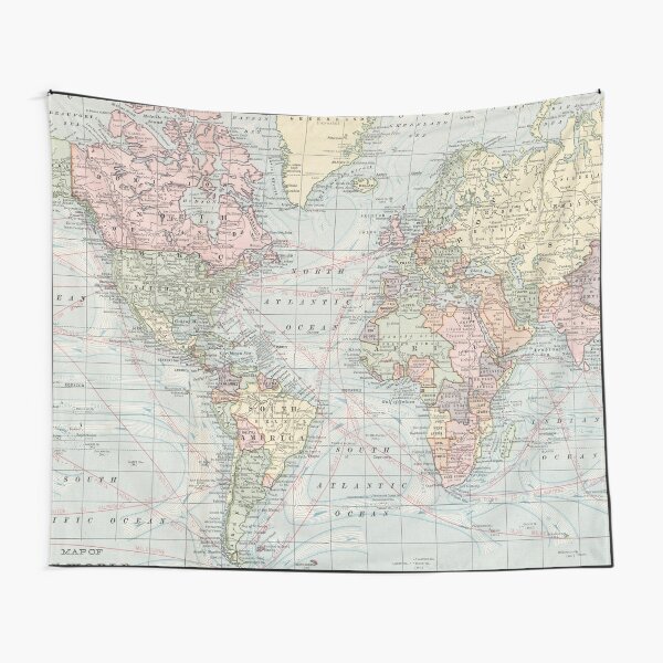 Vintage World Map (1901) Tapestry