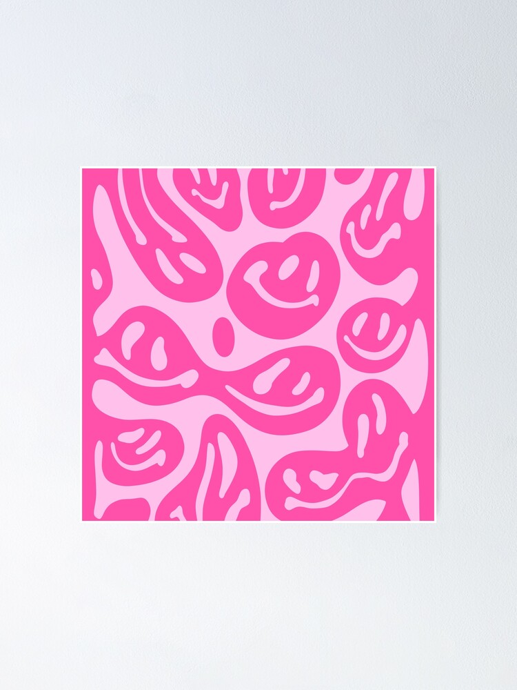 "pink melting smiley faces" Poster by mollsdesignss | Redbubble