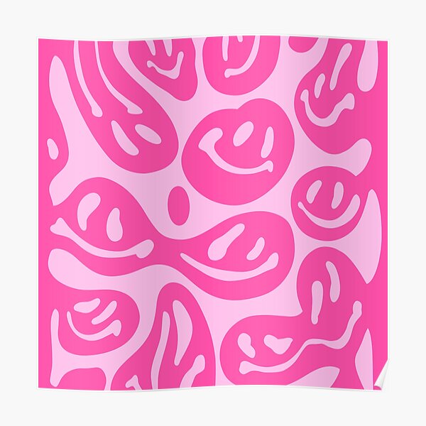 pink melting smiley faces Poster