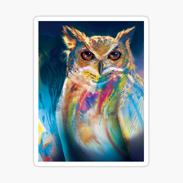 A Colorful Owl Sticker
