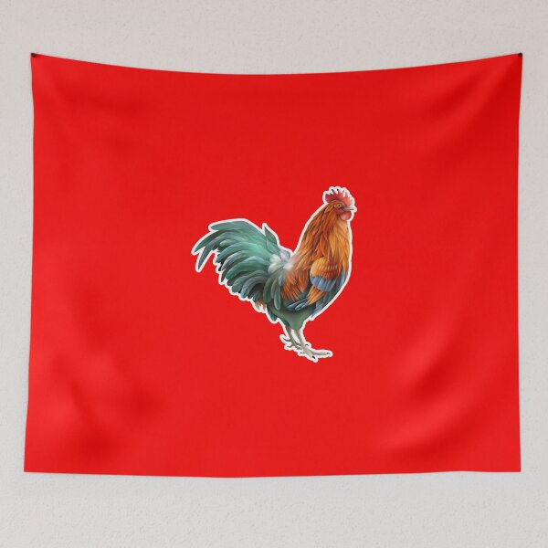 Item preview, Chicken with Flower Watercolor Illustration Sticker. designed and sold by Grapic-Man.