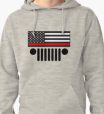 Jeep Firefighter Red Line Flag Pullover Hoodie