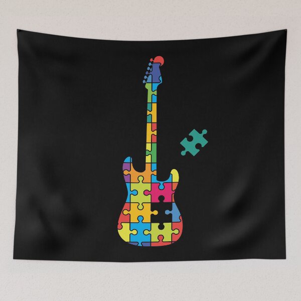 Artikelvorschau, Color Puzzle S-Style E-Gitarre Silhouette entworfen und verkauft von nightsworthy.