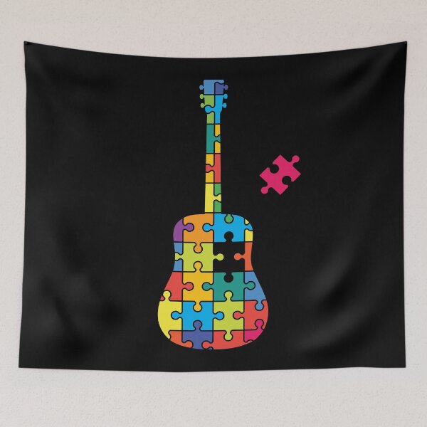 Item preview, Color Puzzle Acoustic Guitar Silhouette designed and sold by nightsworthy.