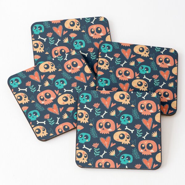 Item preview, Cute day of the dead skull pattern designed and sold by monsterplanet.