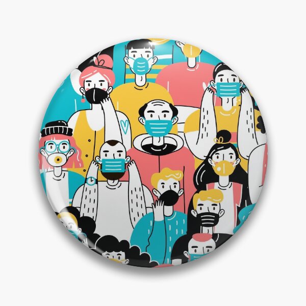 Item preview, Crowd People Wearing Medical Masks Protecting Themselves from Virus Seamless Pattern Coronavirus Concept designed and sold by Peekonet.