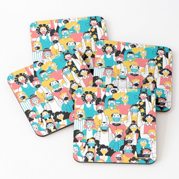 Item preview, Crowd People Wearing Medical Masks Protecting Themselves from Virus Seamless Pattern Coronavirus Concept designed and sold by Peekonet.