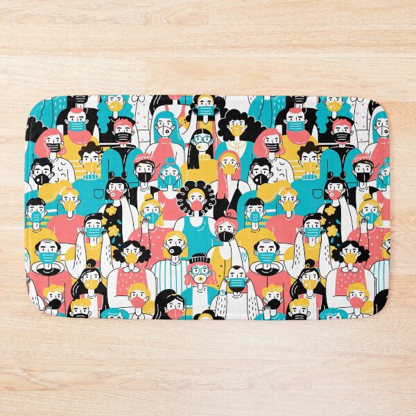 Item preview, Crowd People Wearing Medical Masks Protecting Themselves from Virus Seamless Pattern Coronavirus Concept designed and sold by Peekonet.