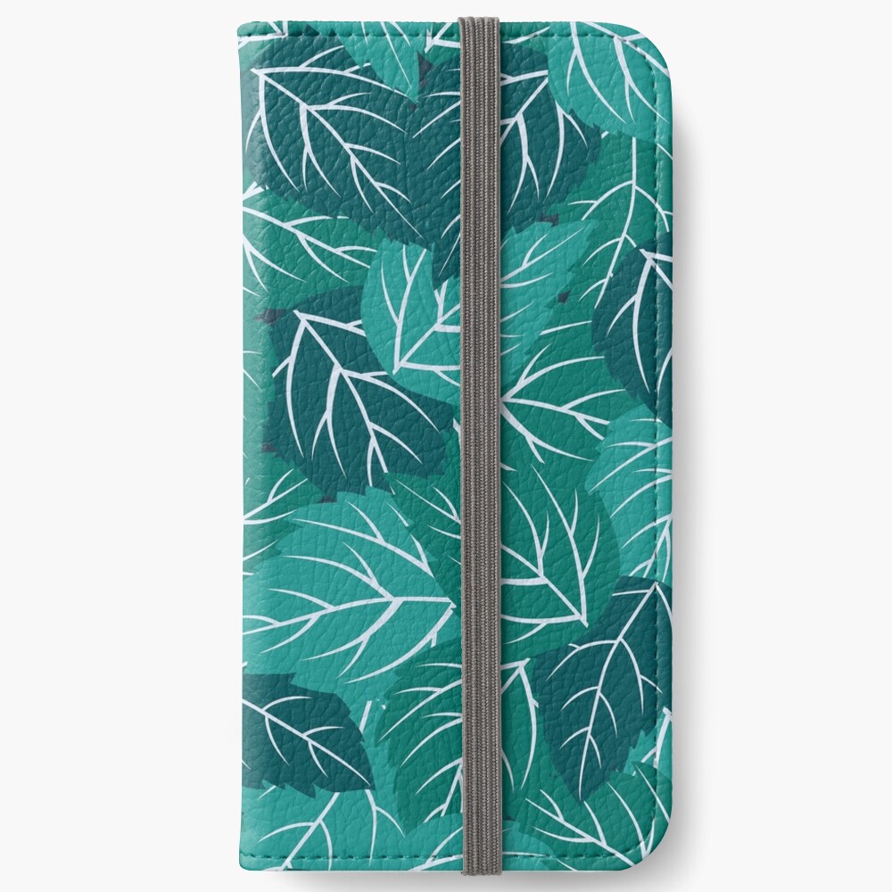WE PERCEIVE | SUMMER STYLE COLLECTION - Tropical Hibiscus Green Leaves iPhone Wallet