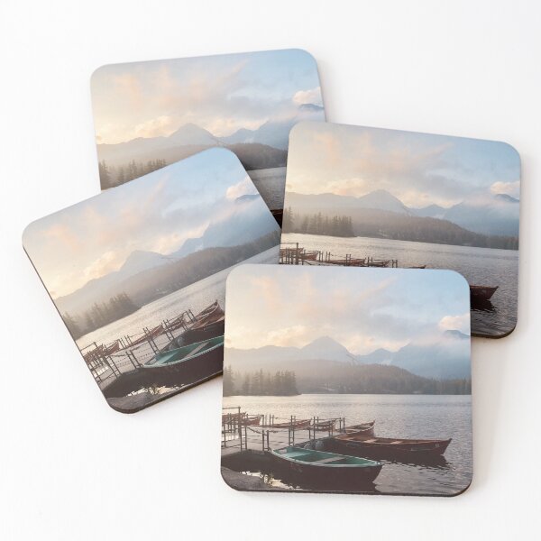 Item preview, Pink and blue sunset mountain lake Slovakia designed and sold by Club Nostalgic.